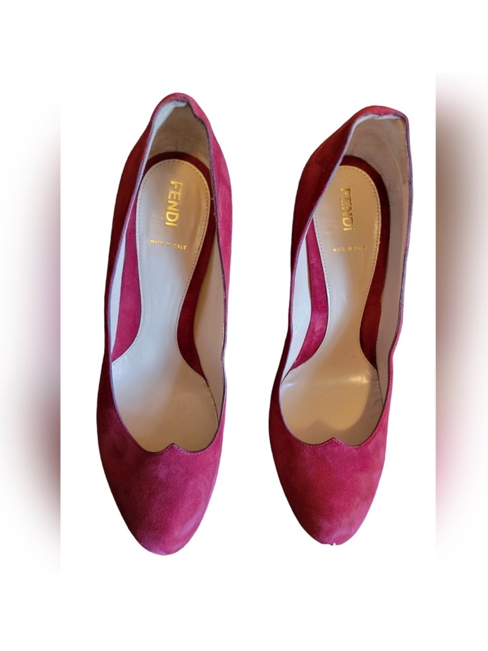 Fendi‎ Suede Scalloped Toe Pumps Barbie Coquette EU 40